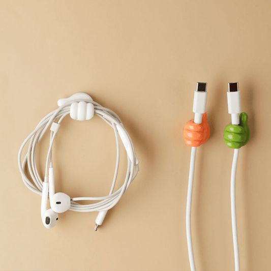 6pcs Cartoon Thumb Hook Sticky Hook Punch Data Cable Fixer