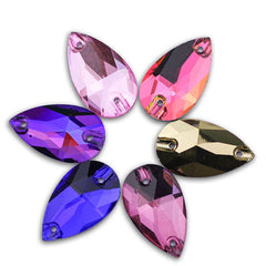 Colorful Water Drops Crystal Rhinestones AB 2 Holes Flat Back DIY