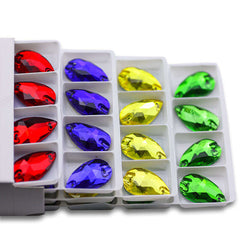 Colorful Water Drops Crystal Rhinestones AB 2 Holes Flat Back DIY