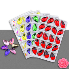 Colorful Water Drops Crystal Rhinestones AB 2 Holes Flat Back DIY