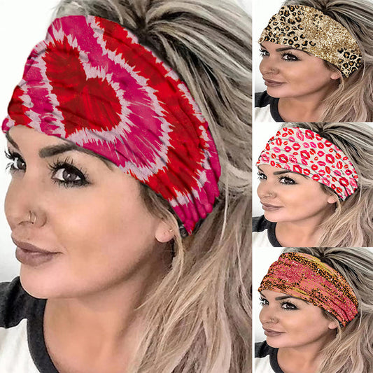 Heart Pattern Seamless Sports Hair Band Bohemian Style Elastic Knot