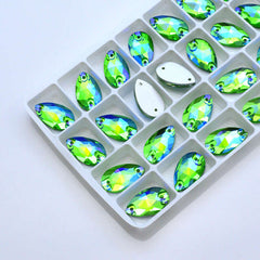 Colorful Water Drops Crystal Rhinestones AB 2 Holes Flat Back DIY