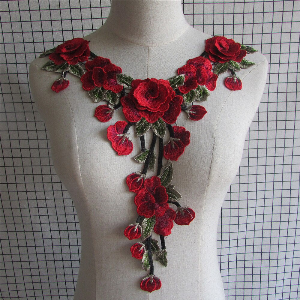 1pc Floral Lace Neckline Collar Trim Applique Embroidery