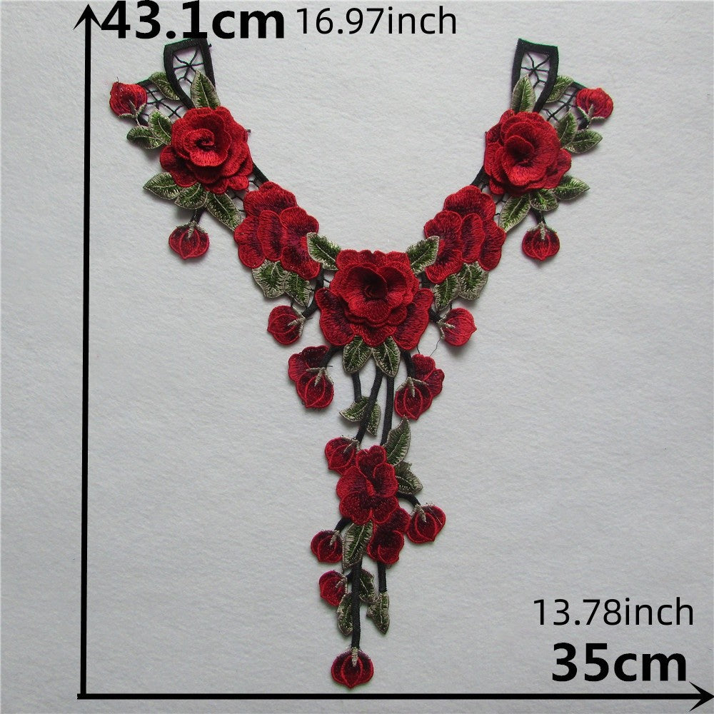 1pc Floral Lace Neckline Collar Trim Applique Embroidery