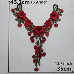 1pc Floral Lace Neckline Collar Trim Applique Embroidery