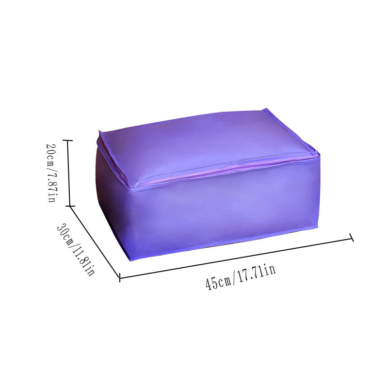 Purple Zippered Clothes Storage Bag Foldable Large Basket