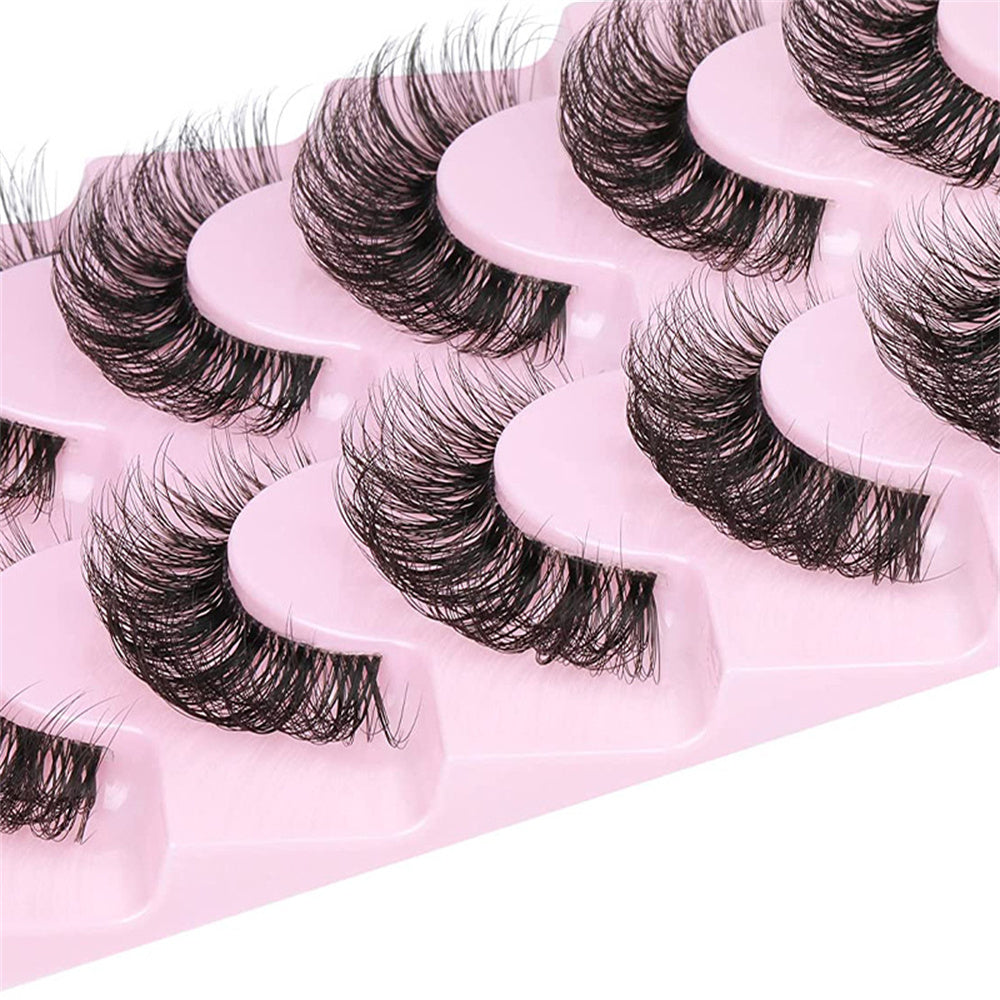 10 Pairs 6D Fluffy Faux Mink Cat Eye False Eyelashes
