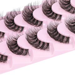 10 Pairs 6D Fluffy Faux Mink Cat Eye False Eyelashes