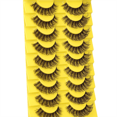 10 Pairs 6D Mink Lashes Fluffy Soft Wispy Natural Cross Eyelashes