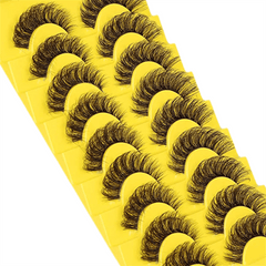 10 Pairs 6D Mink Lashes Fluffy Soft Wispy Natural Cross Eyelashes