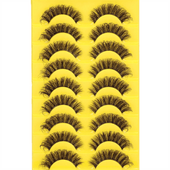 10 Pairs 6D Mink Lashes Fluffy Soft Wispy Natural Cross Eyelashes