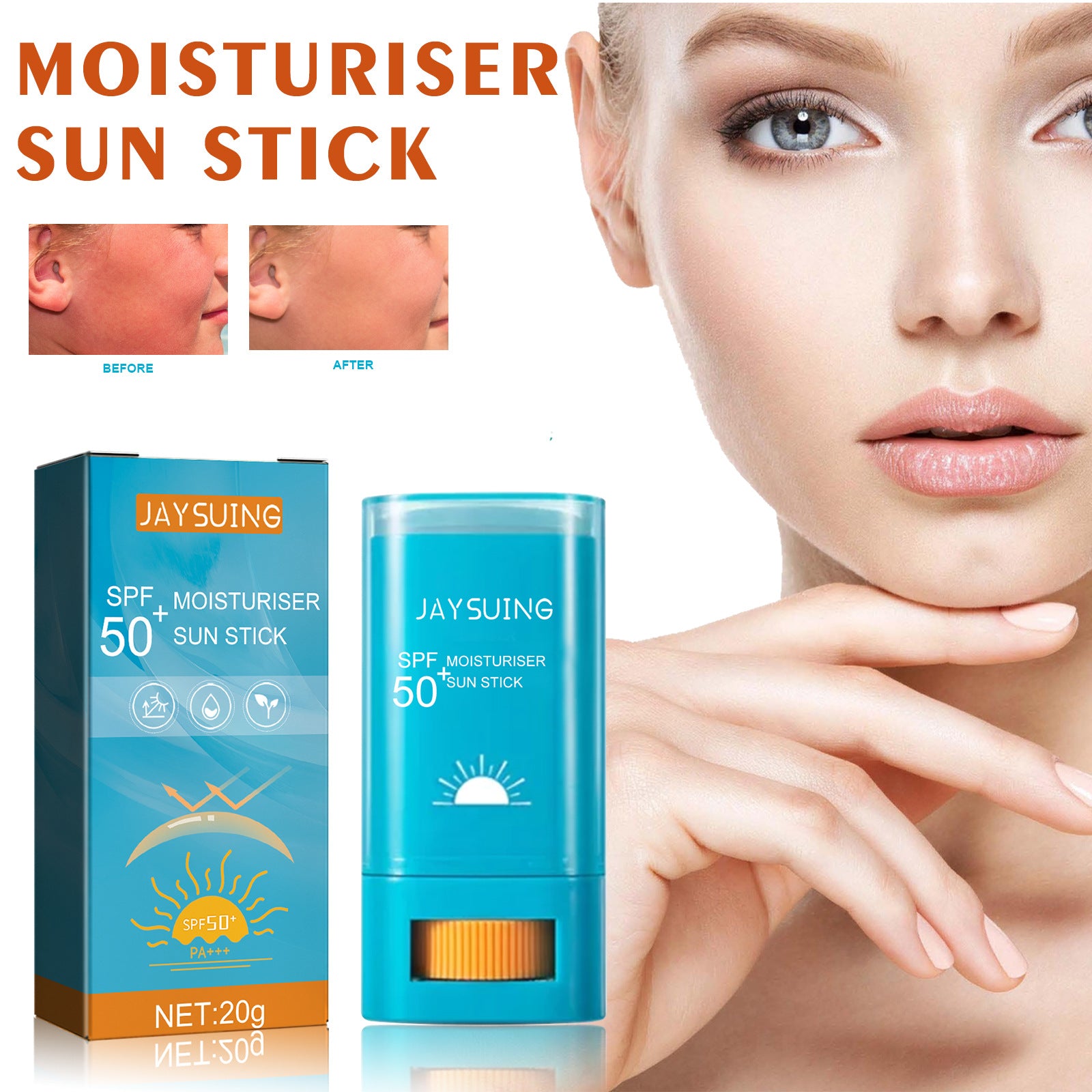 Moisturizing Cream Stick Waterproof Sweat proof Refreshing Non greasy UV