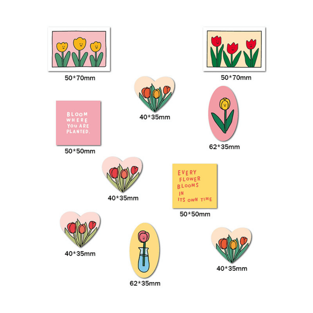 90pcs Minimalist Tulip Flower Stickers for Packaging and Decoration