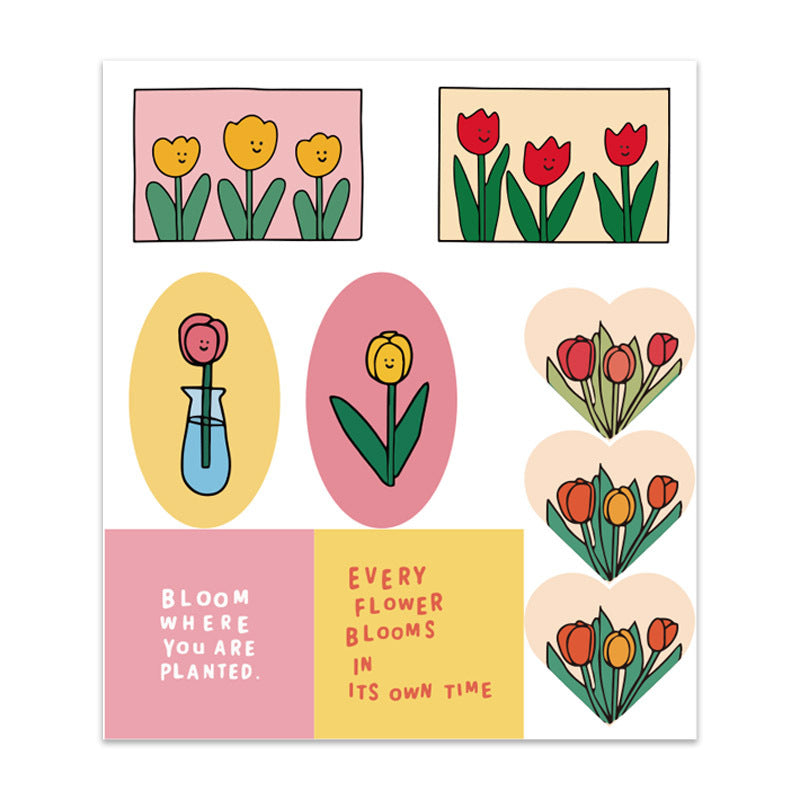 90pcs Minimalist Tulip Flower Stickers for Packaging and Decoration