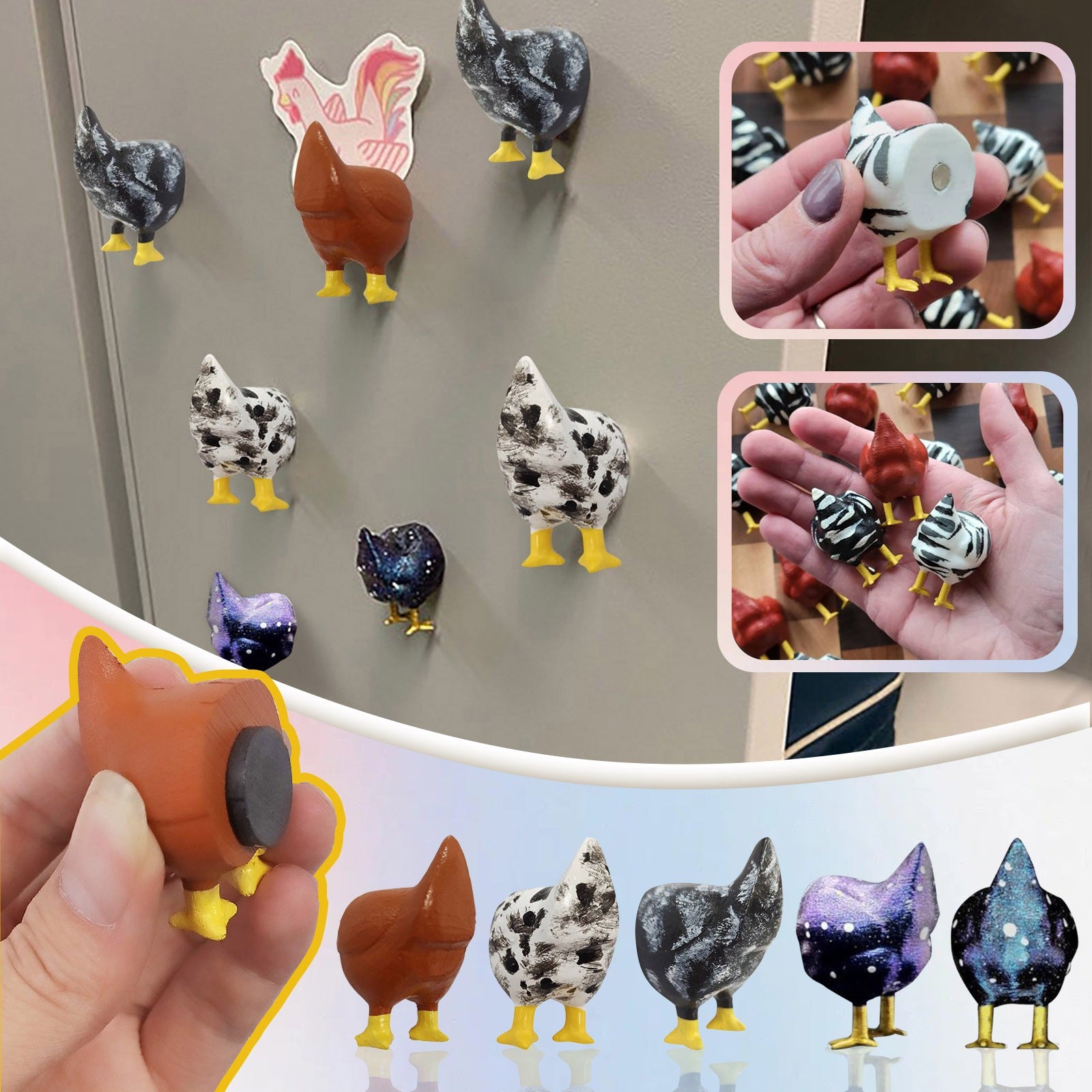 3pcs Chicken Butt Fridge Magnets Whiteboard Key Hanging Sticker