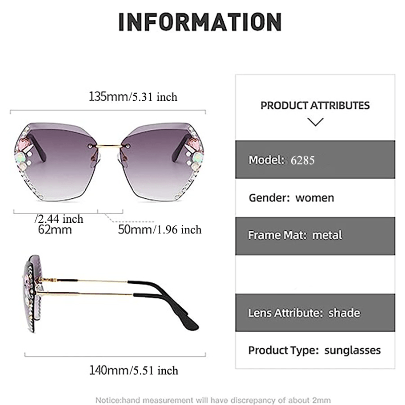 Rhinestone Gradient Sunglasses UV400 Beach Party Shades