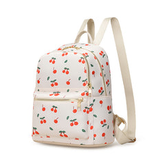 Cherry Printed Large Capacity Preppy Backpack Nylon Durable Lightweight
