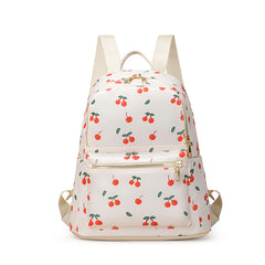 Cherry Printed Large Capacity Preppy Backpack Nylon Durable Lightweight