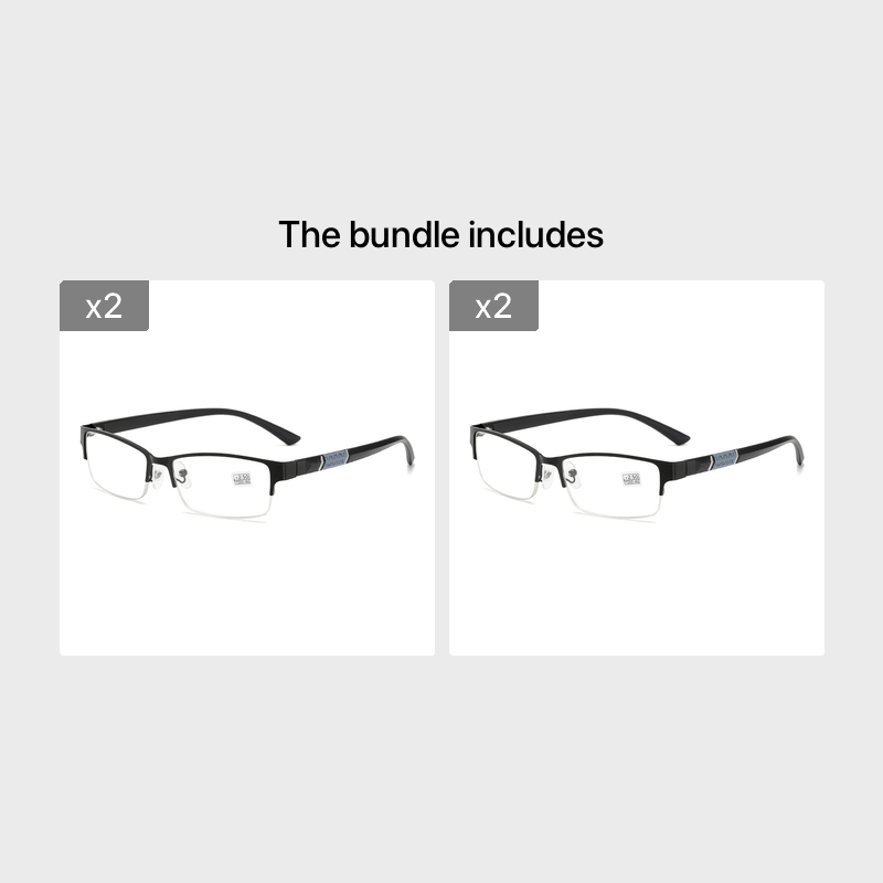 Semi Rimless Reading Glasses Men's Business Eyeglasses