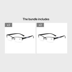 Semi Rimless Reading Glasses Men's Business Eyeglasses