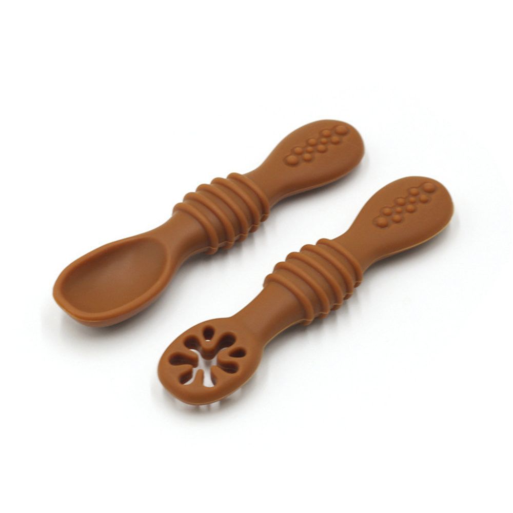 2pcs Baby Spoon Silicone Feeding Training Utensils Newborn Tableware