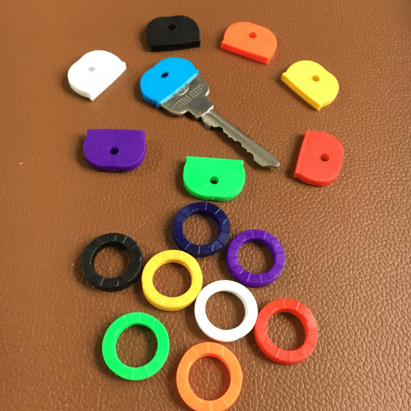 32pcs Colorful Key Cover Soft Silicone Key Ring Elastic ID Ring