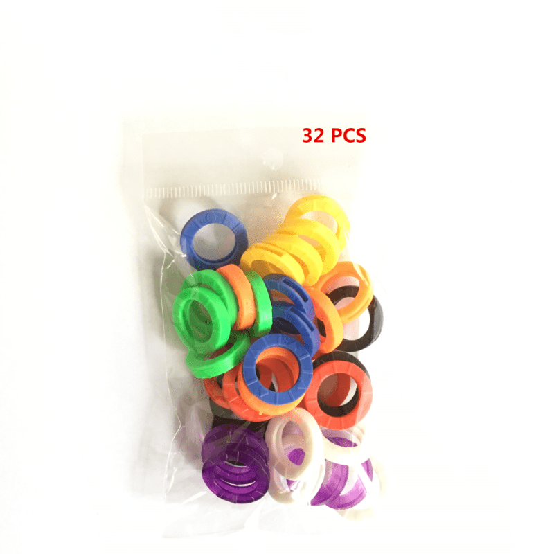 32pcs Colorful Key Cover Soft Silicone Key Ring Elastic ID Ring