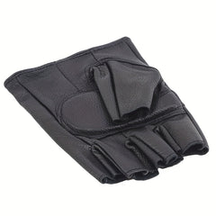 Men's Leather Fingerless Gloves for Motorcycling