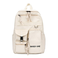 Letter Pattern Preppy School Bag Solid Backpack All Match Versatile Storage Bag