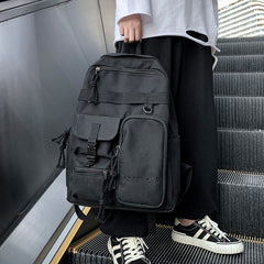 Letter Pattern Preppy School Bag Solid Backpack All Match Versatile Storage Bag