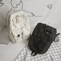 Letter Pattern Preppy School Bag Solid Backpack All Match Versatile Storage Bag