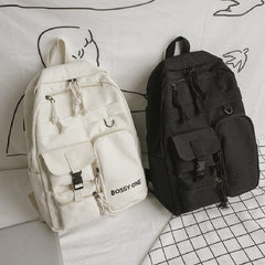 Letter Pattern Preppy School Bag Solid Backpack All Match Versatile Storage Bag