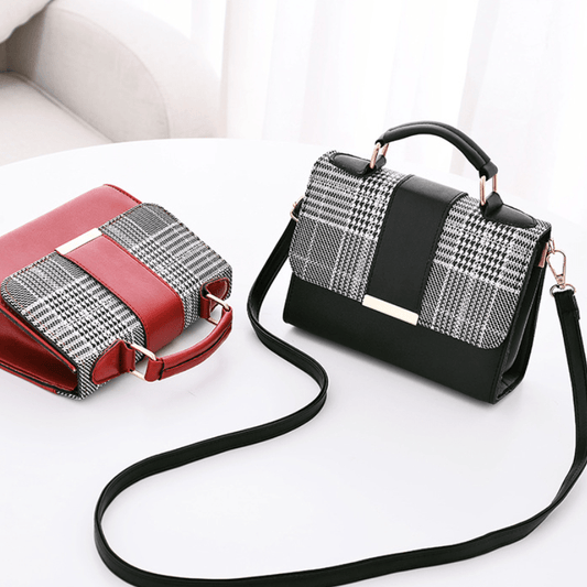 Vintage Houndstooth Crossbody Bag Retro Flap Shoulder Bag
