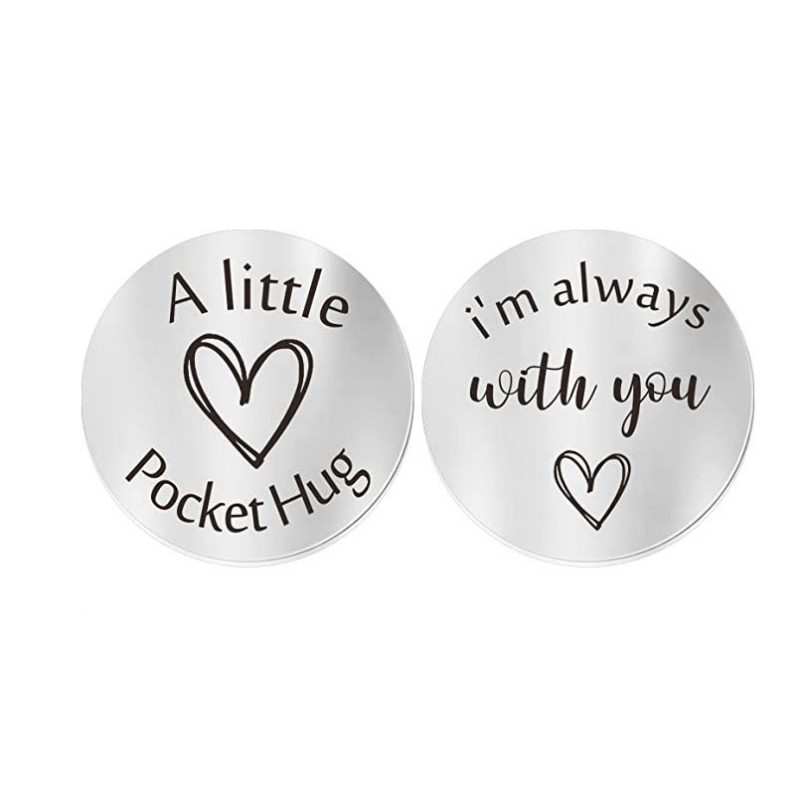 Pocket Hug Token Keychain Long Distance Stainless Steel Double Sided