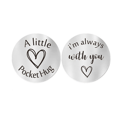 Pocket Hug Token Keychain Long Distance Stainless Steel Double Sided