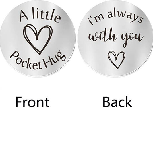 Pocket Hug Token Keychain Long Distance Stainless Steel Double Sided