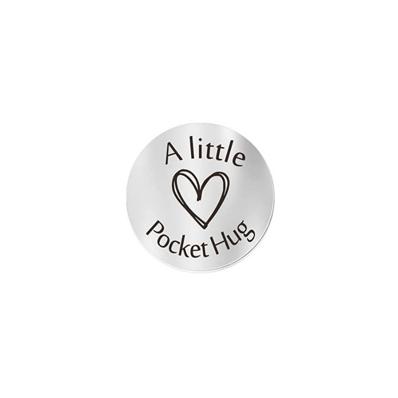 Pocket Hug Token Keychain Long Distance Stainless Steel Double Sided