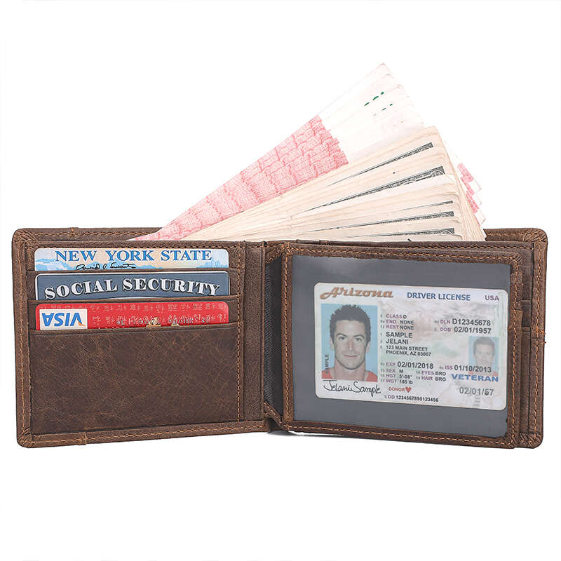 Men's Vintage Leather Short Wallet with Card Slots