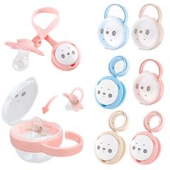 Baby Pacifier Box & Clip Set Safe PP Plastic Cartoon Storage Box