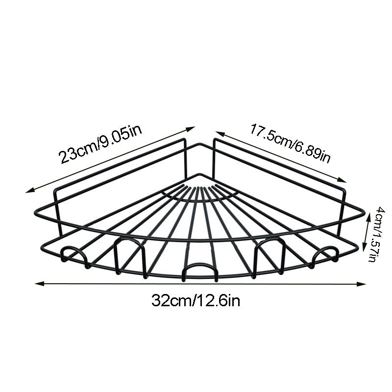 Shower Shelf With Hooks Triangle Corner Storage Drain Rack