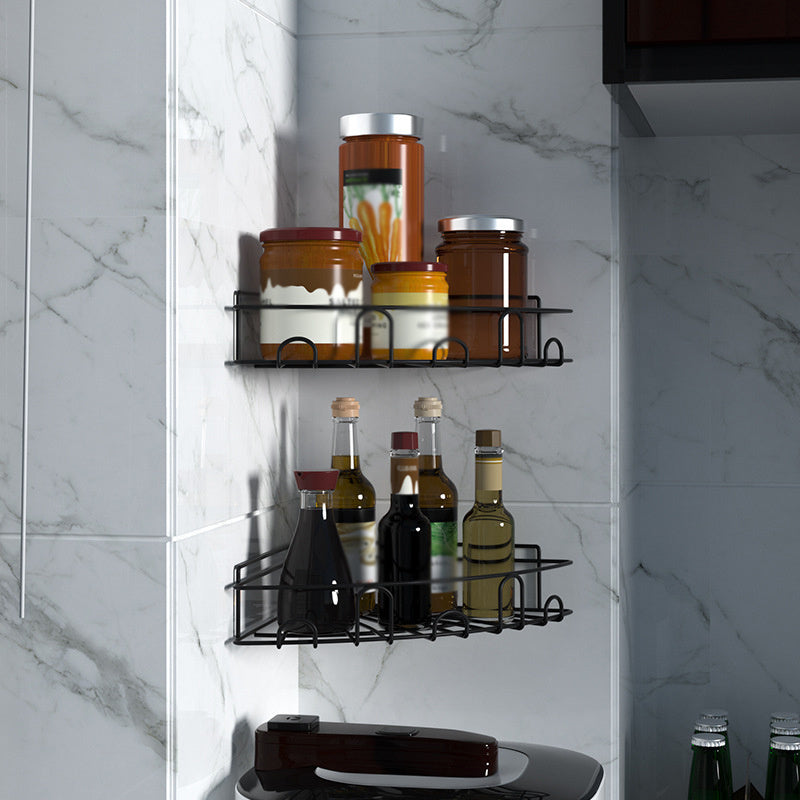 Shower Shelf With Hooks Triangle Corner Storage Drain Rack