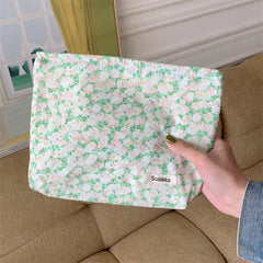 Floral Pattern Makeup Bag Travel Pouch Zipper Cotton Organizer Bag