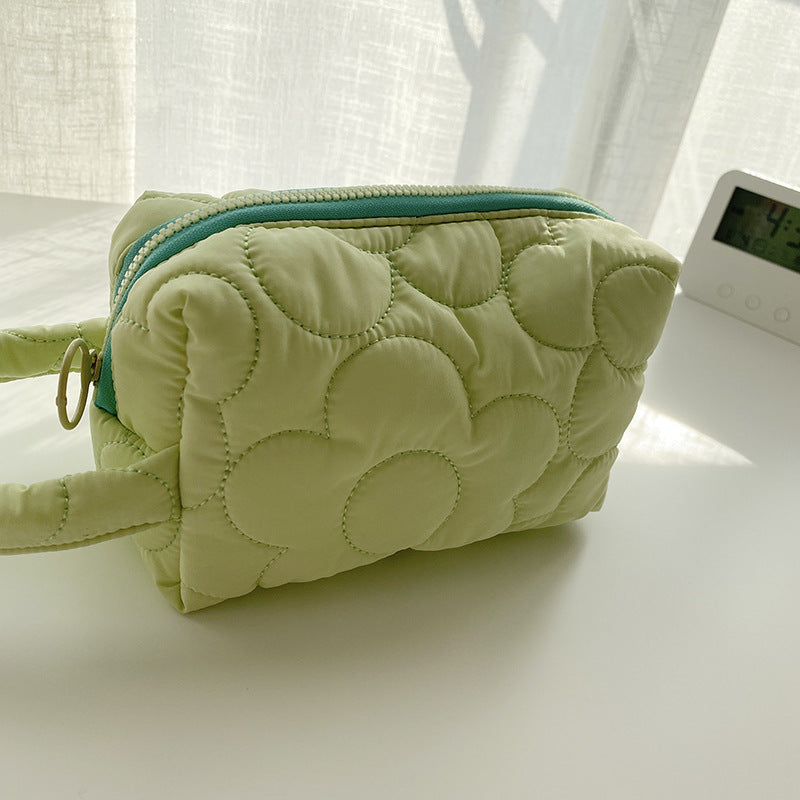Quilted Padded Top Handle Bag Cosmetic Case