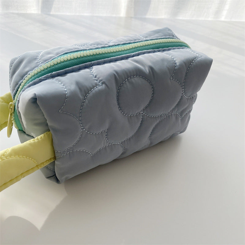 Quilted Padded Top Handle Bag Cosmetic Case