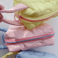 Quilted Padded Top Handle Bag Cosmetic Case