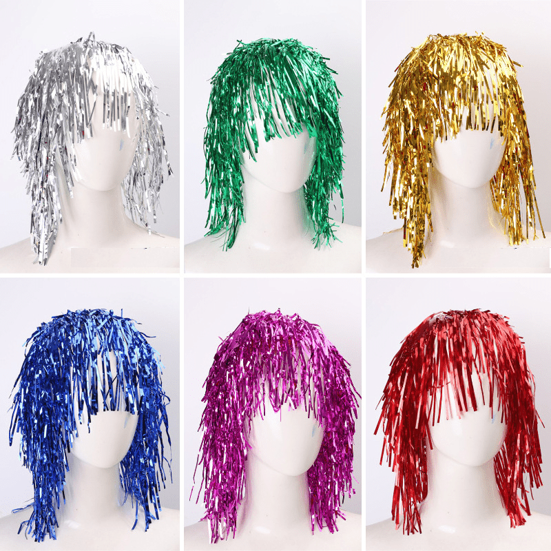 Flame Retardant Rain Silk Curtain Wig Props Colorful Hat