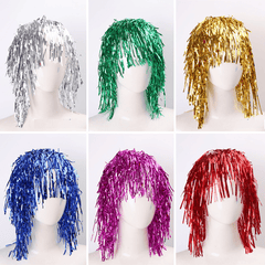 Flame Retardant Rain Silk Curtain Wig Props Colorful Hat
