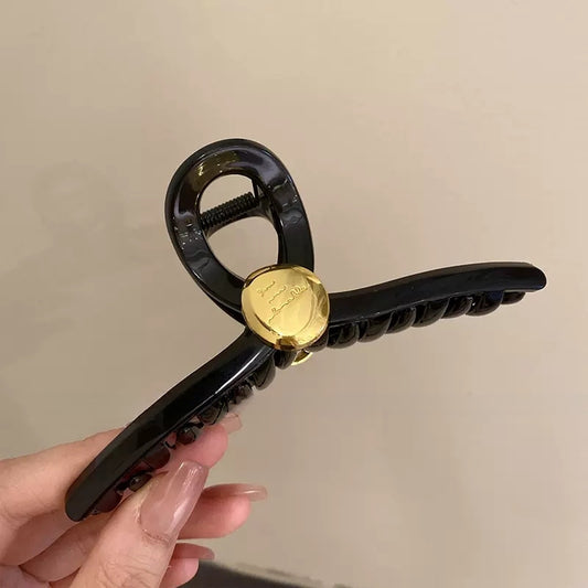 Golden Round Decor Hair Claw Clip Non-slip Ponytail Holder Women Girl Hair Claw