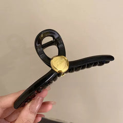Golden Round Decor Hair Claw Clip Non-slip Ponytail Holder Women Girl Hair Claw