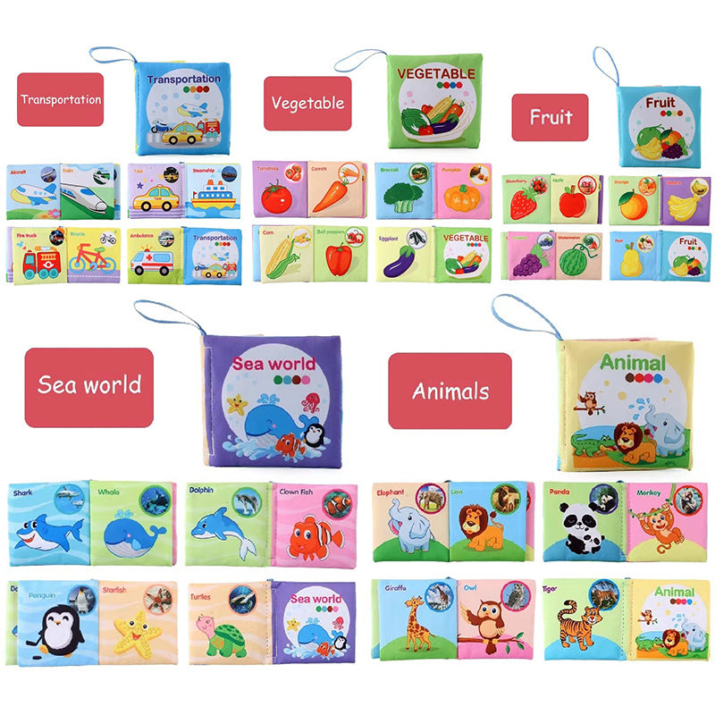 5 Pack Soft Cloth Baby Learning Books